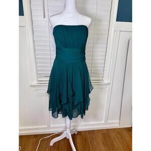 David's Bridal Strapless Teal Green Cocktail Dress Size 6